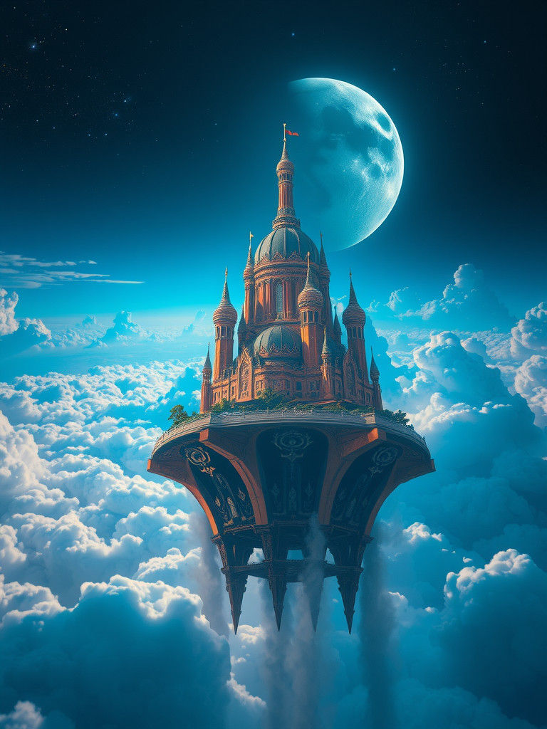 Celestial City Floating in Clouds: Fantasy Concept Art