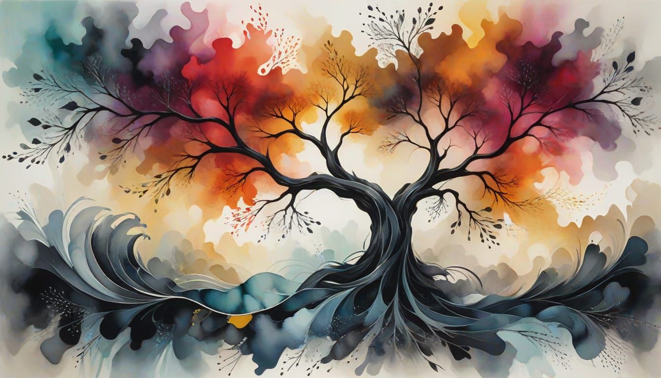 Vibrant Abstract Mosaic Patchwork in Expressionist Style