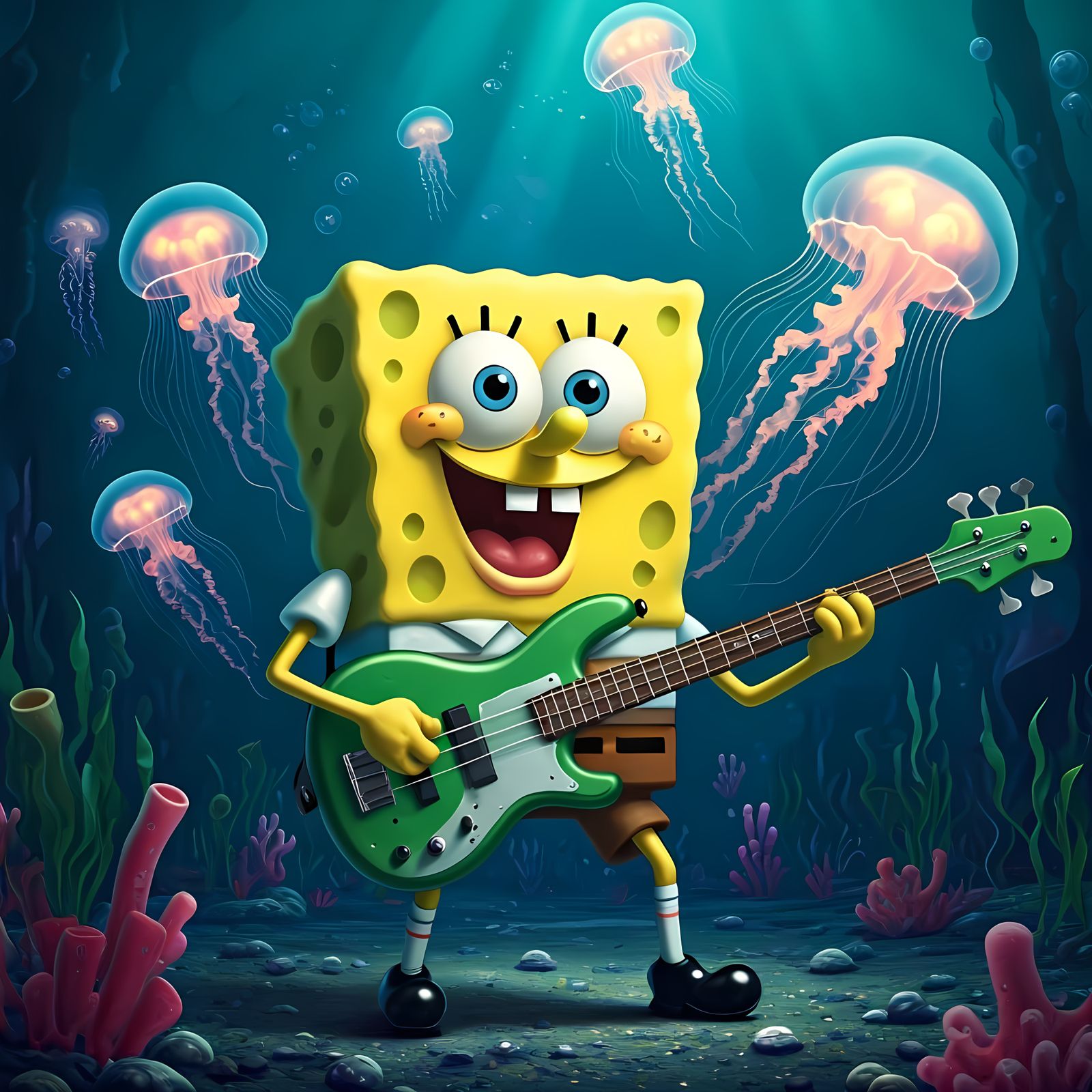 SpongeBob's Jellyfish Concert: A Digital Painting