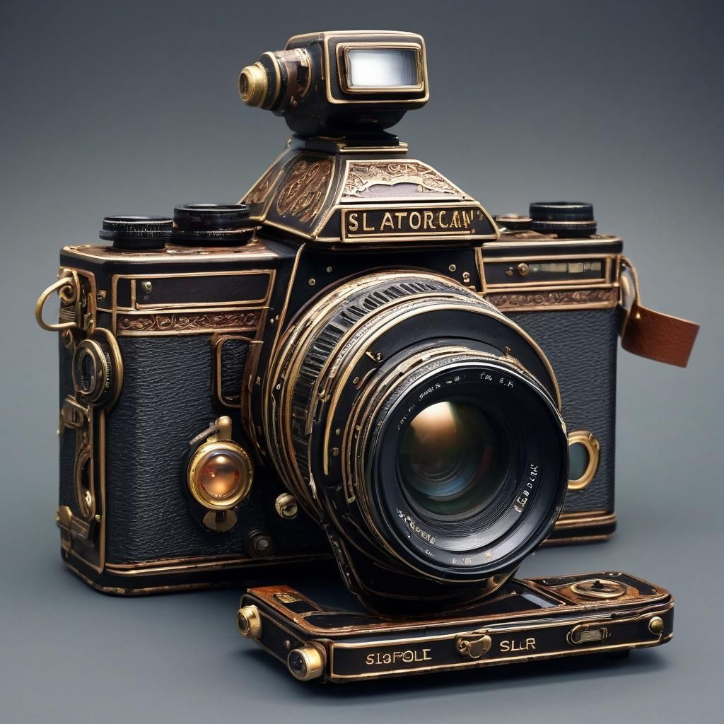 Steampunk SLR Camera: Intricate Mechanical Design