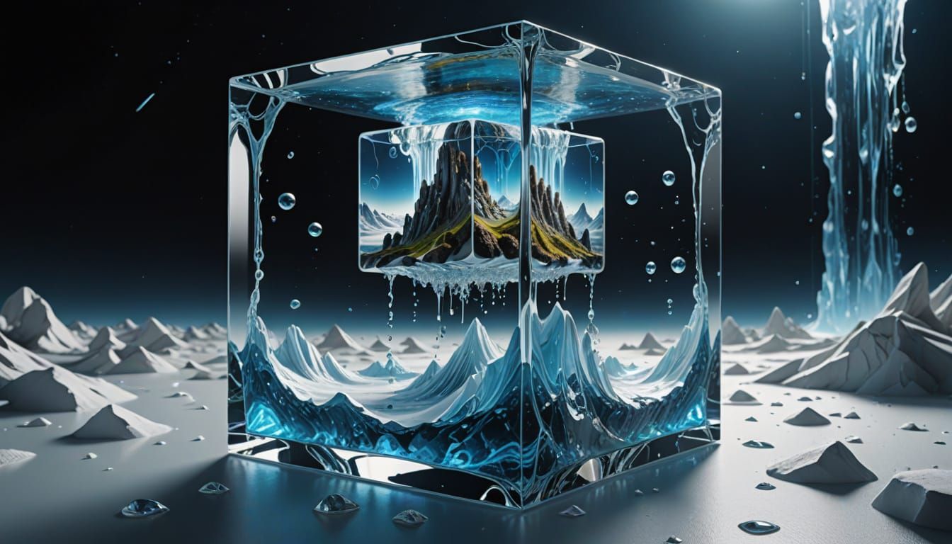 Surrealistic Cube in Cosmic Vortex