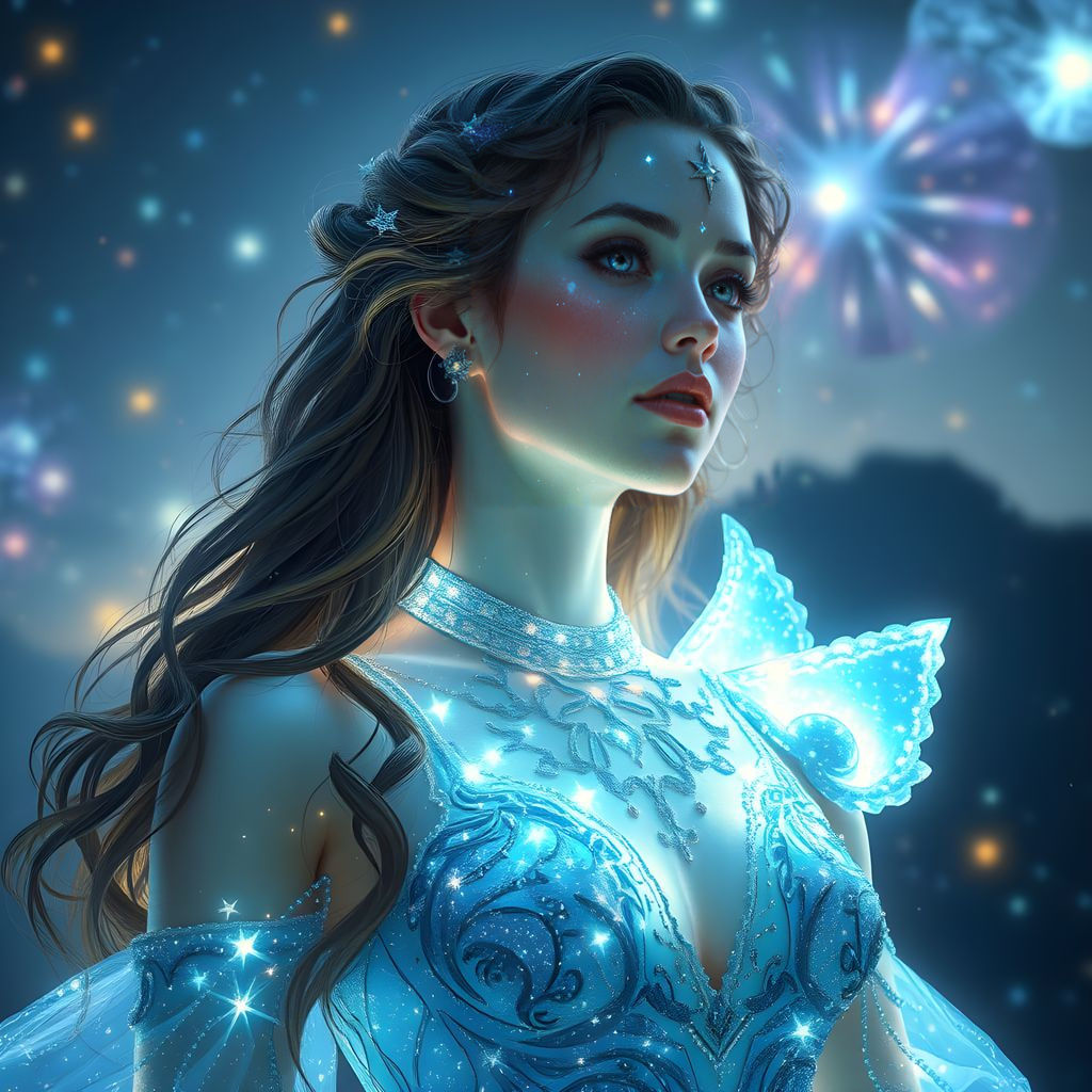 Ethereal Stardust Woman: Hyperdetailed Portrait