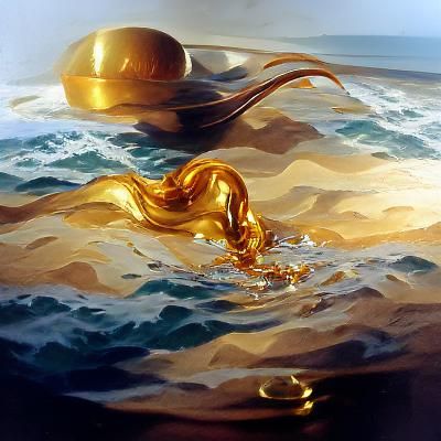 Liquid Gold Ocean in Oil Painting Style