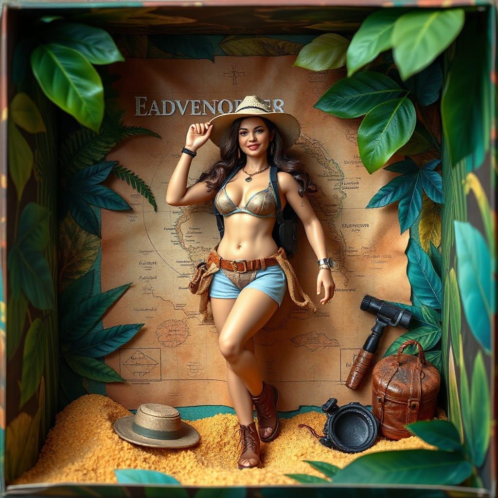 Sensual Explorer Action Figure in Tropical Jungle Box