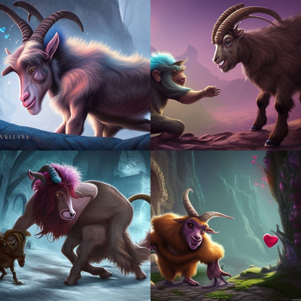 Goat Troll Attacks Friend: Detailed Matte Painting