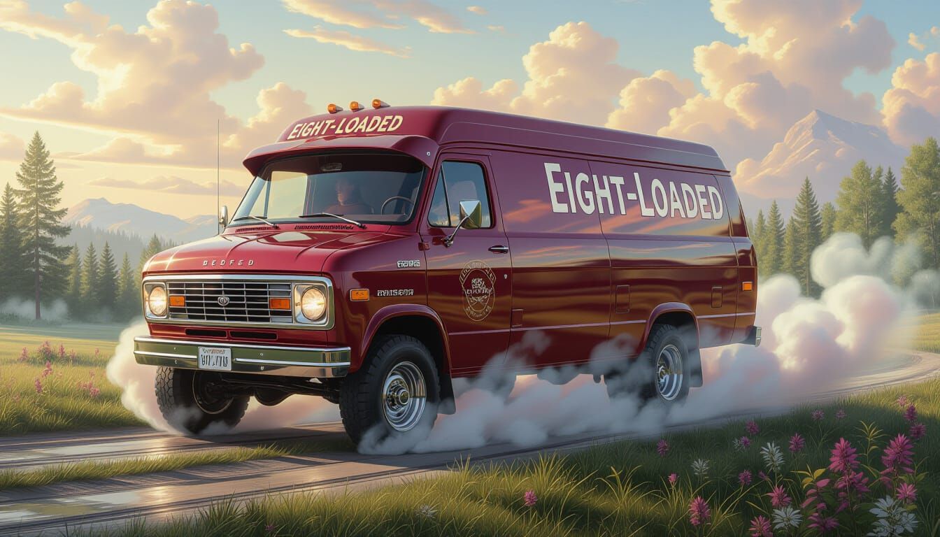 EIGHT-LOADED Bedford Van in Ethereal Fantasy Landscape