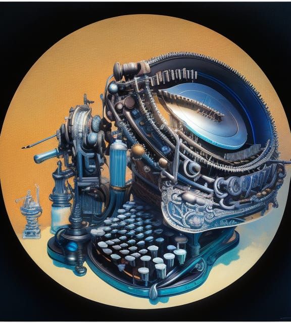Gorgeous Typewriter Portrait in Detailed Digital Art
