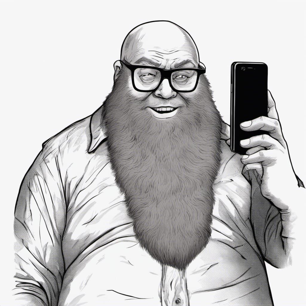 Selfie of Bald Man with Sasquatch