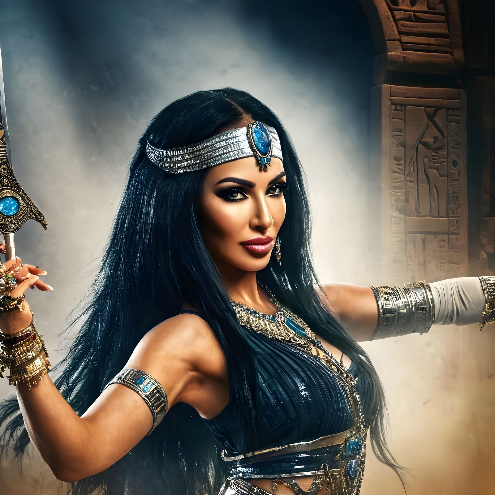 Egyptian Bellydancer with Saber: Hyperrealistic Concept Art
