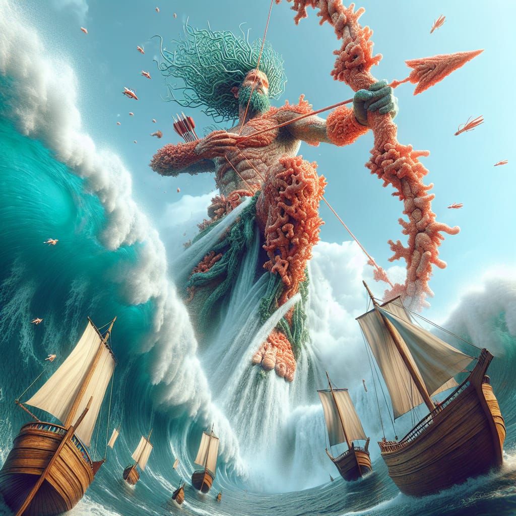 Flying Coral Arrow Creates Giant Waves