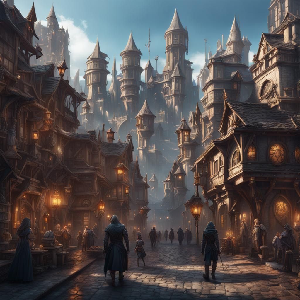 Fantastical Human City Concept Art in Deep Color