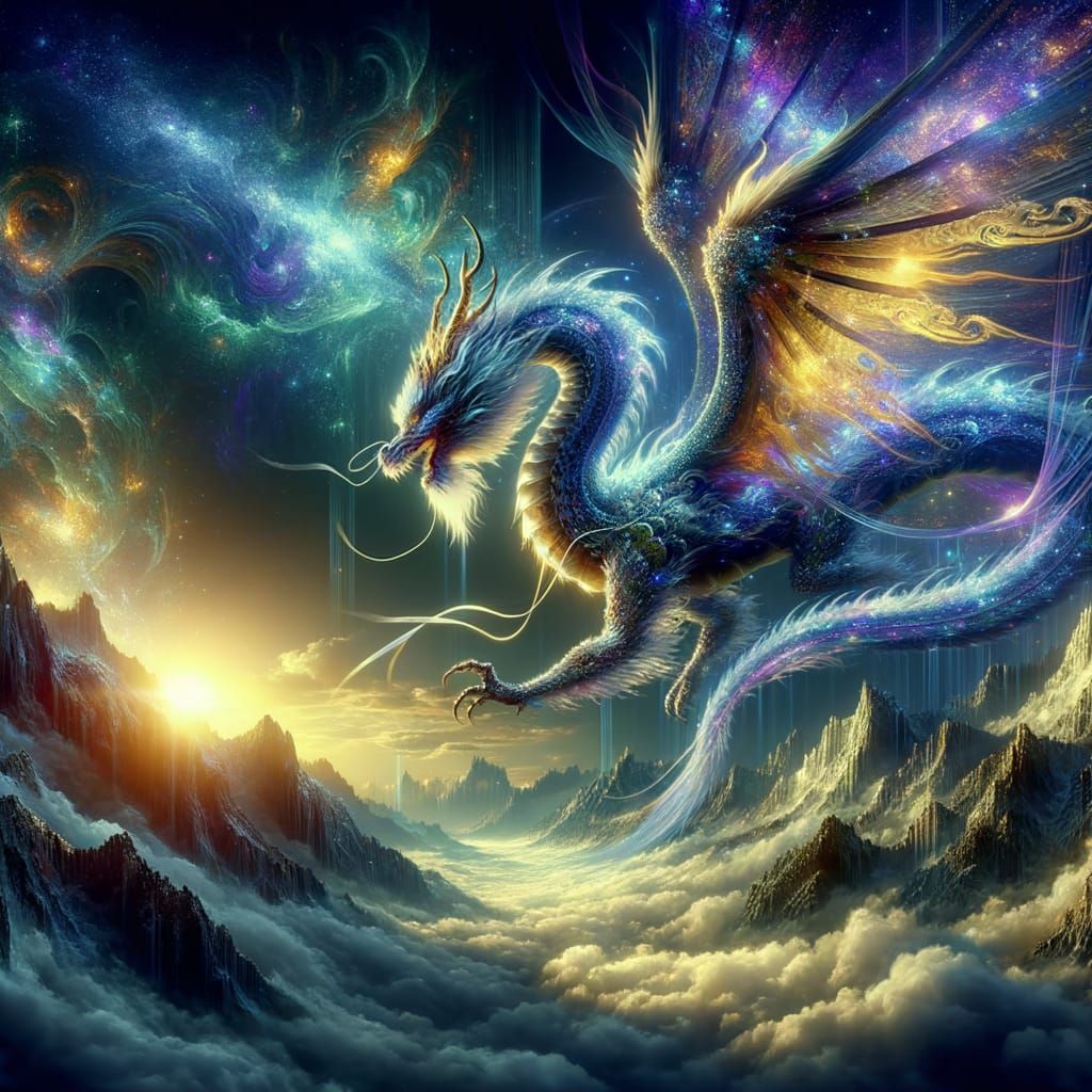 Epic Japanese Dragon in Solar Storm