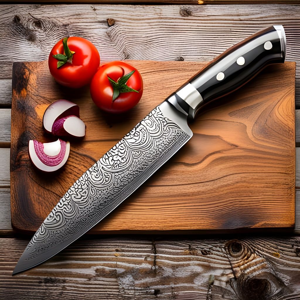 Ergonomic Chef's Knife on Rustic Wooden Table