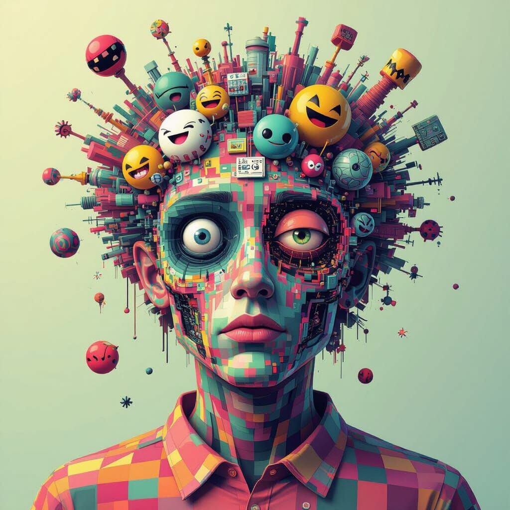 Surreal Digital Brainscape of Internet Memes