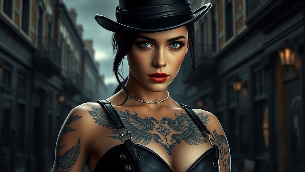 Commanding Female Gang Leader in Old London Portrait