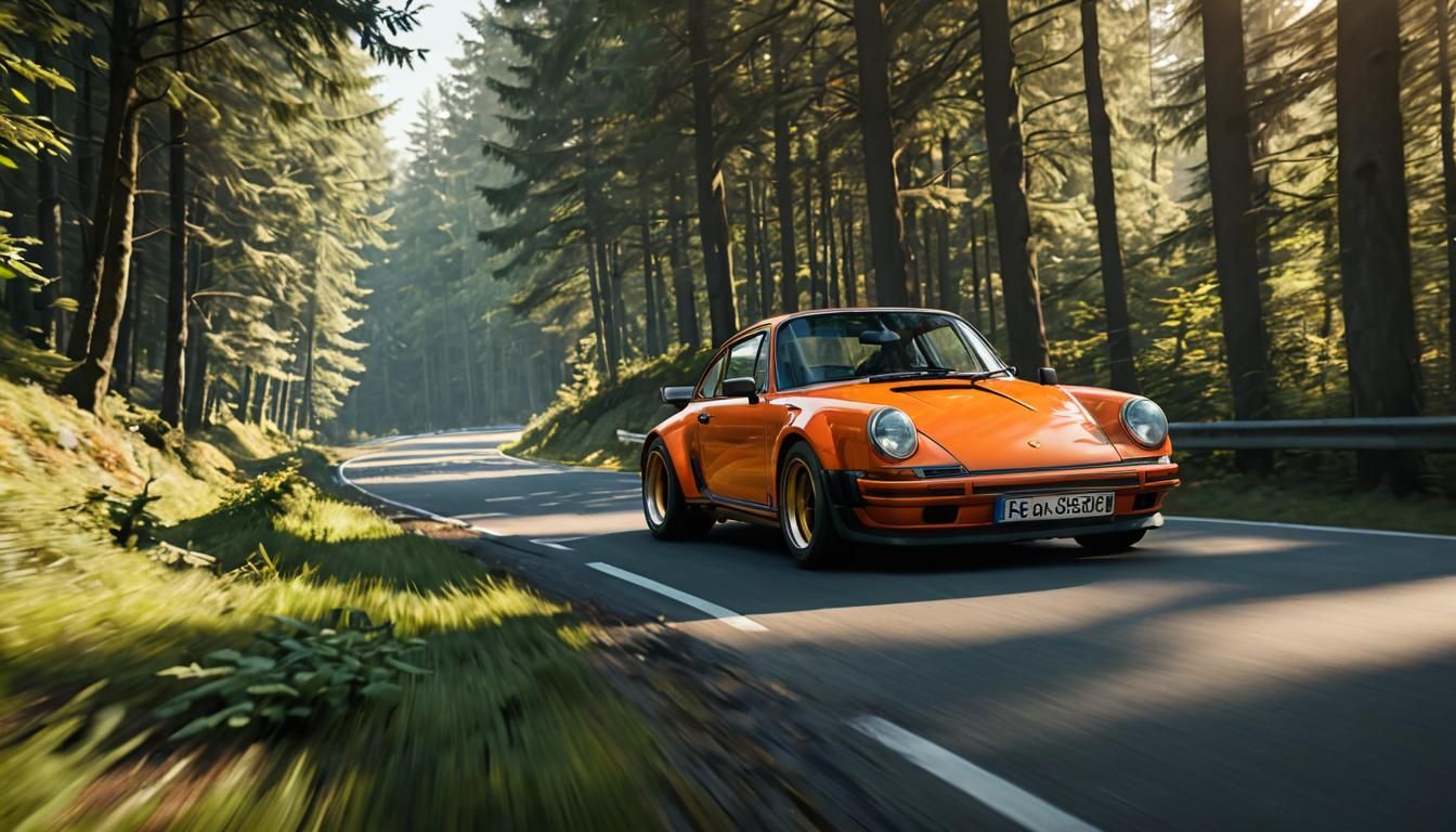 Porsche 911 Turbo G Modell on the Nürburgring in Digital Art