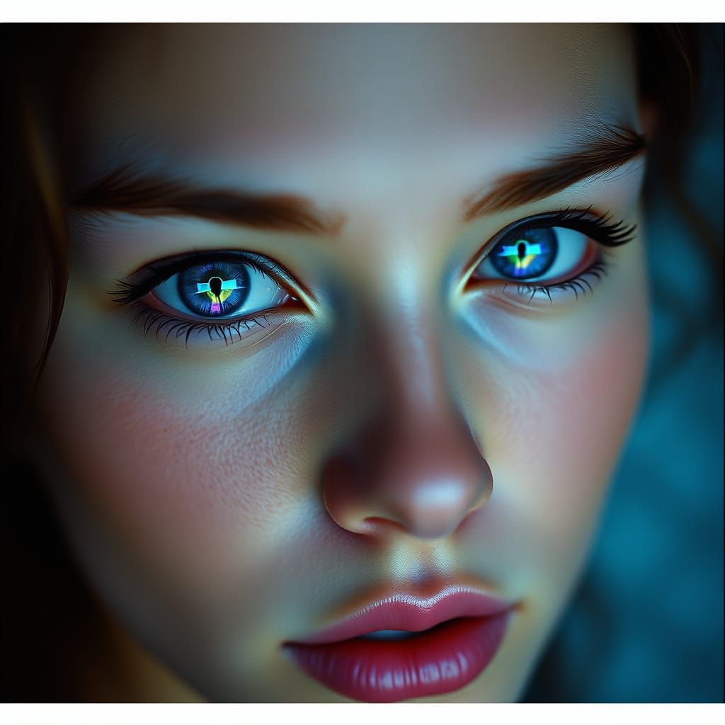 Sapphire and Amethyst Eyes in a Golden Film Grain