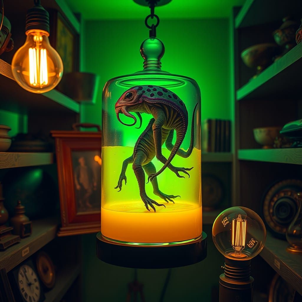 Eerie Jar with Cthulhu Baby Amidst Obscura