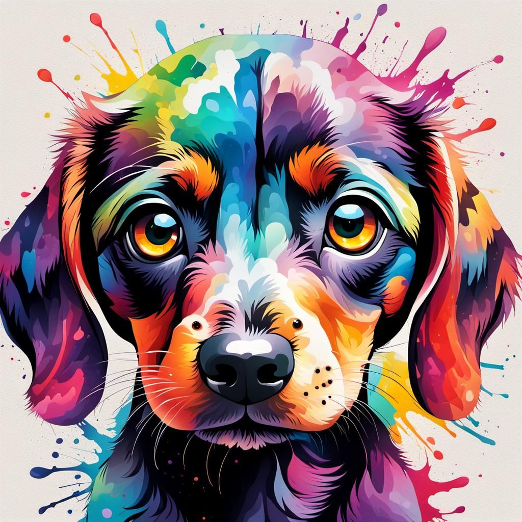 Rainbow Dachshund Puppy Conceptual Art