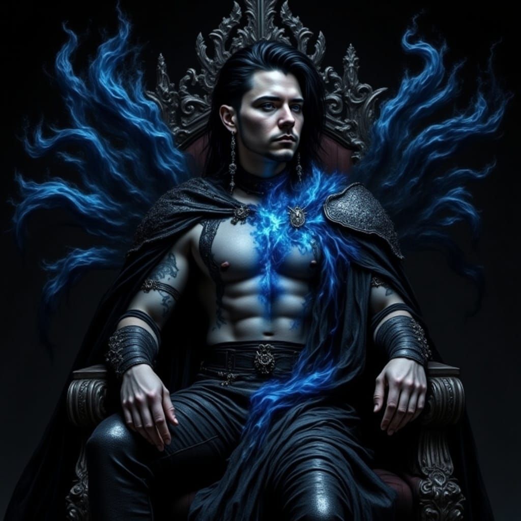 Demonic Goddess of Fire and Ice on Throne