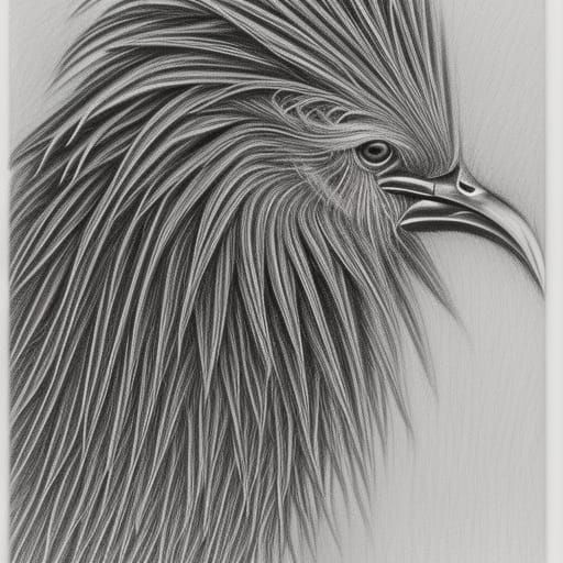 Detailed Pencil Drawing of a Majestic Rooster