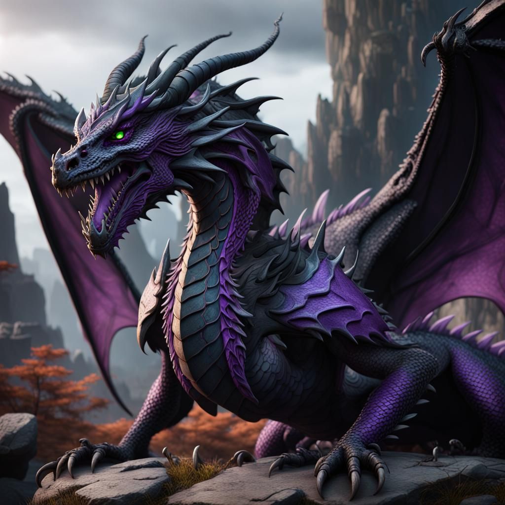 Purple and Black Wingless Dragon Concept Art