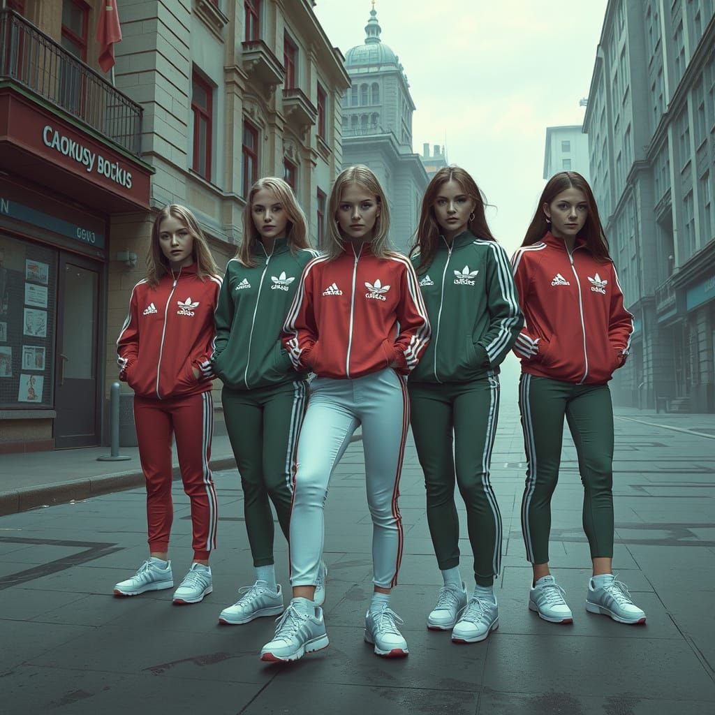Slavic Women in Tracksuits: Digital Art Style