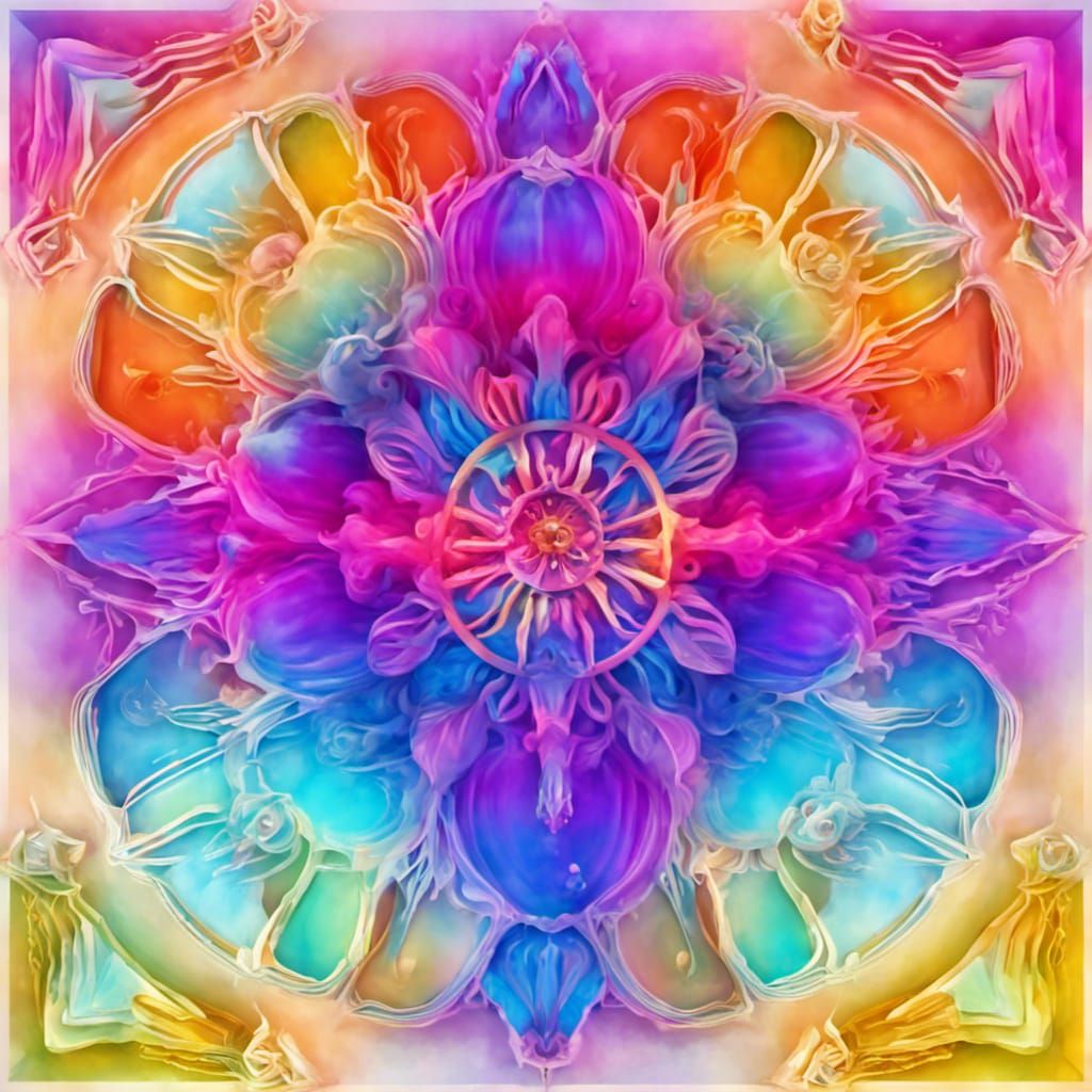 3D rendering of a Tibetan futuristic space theme Mandala , galaxy bas-relief, intricate details, fine art, light color, ...