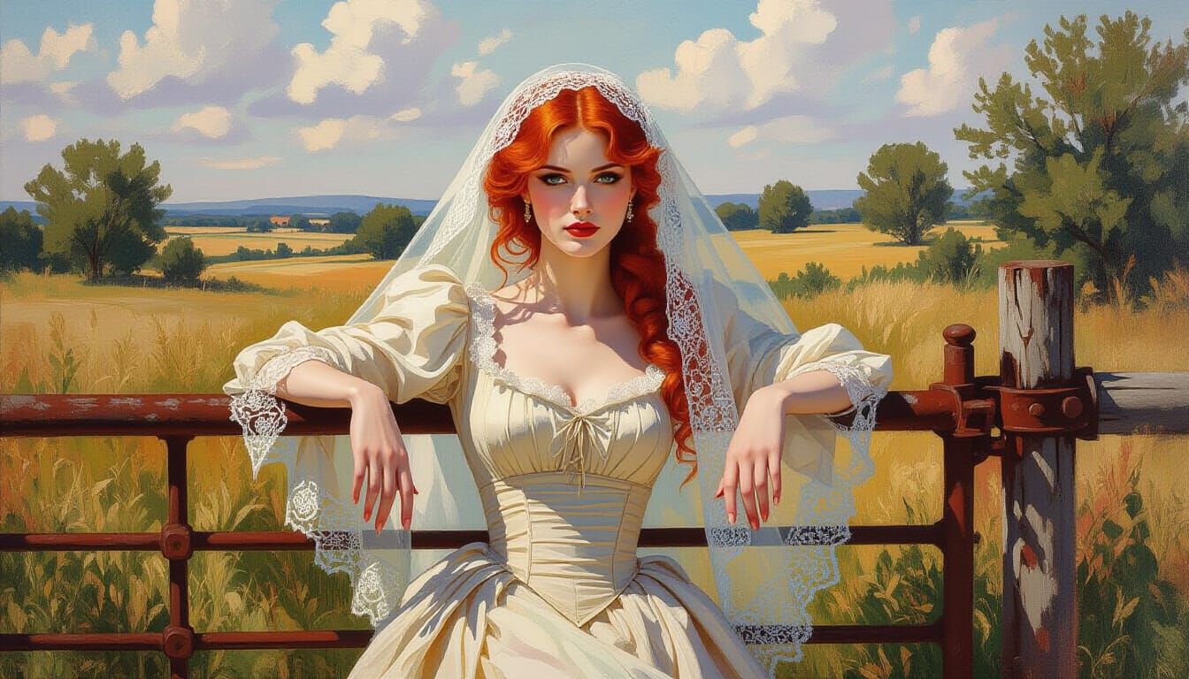 Red-Haired Woman in Impressionist Style