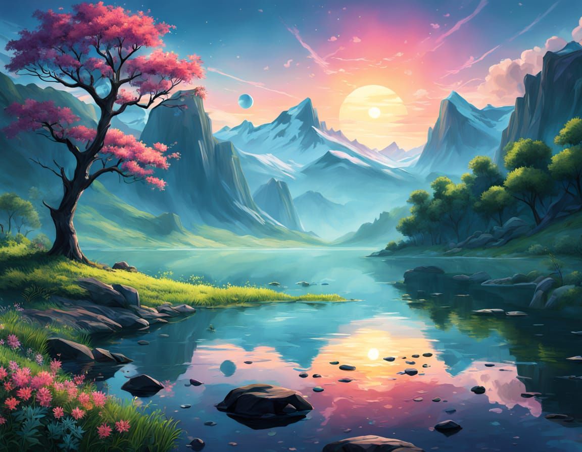 Surreal Springtime Paradise in Pastel Hues