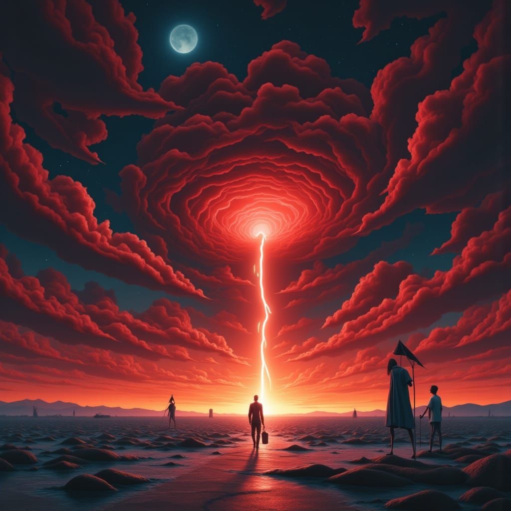 Ethereal Red Sprite Phenomenon Illuminates the Night Sky