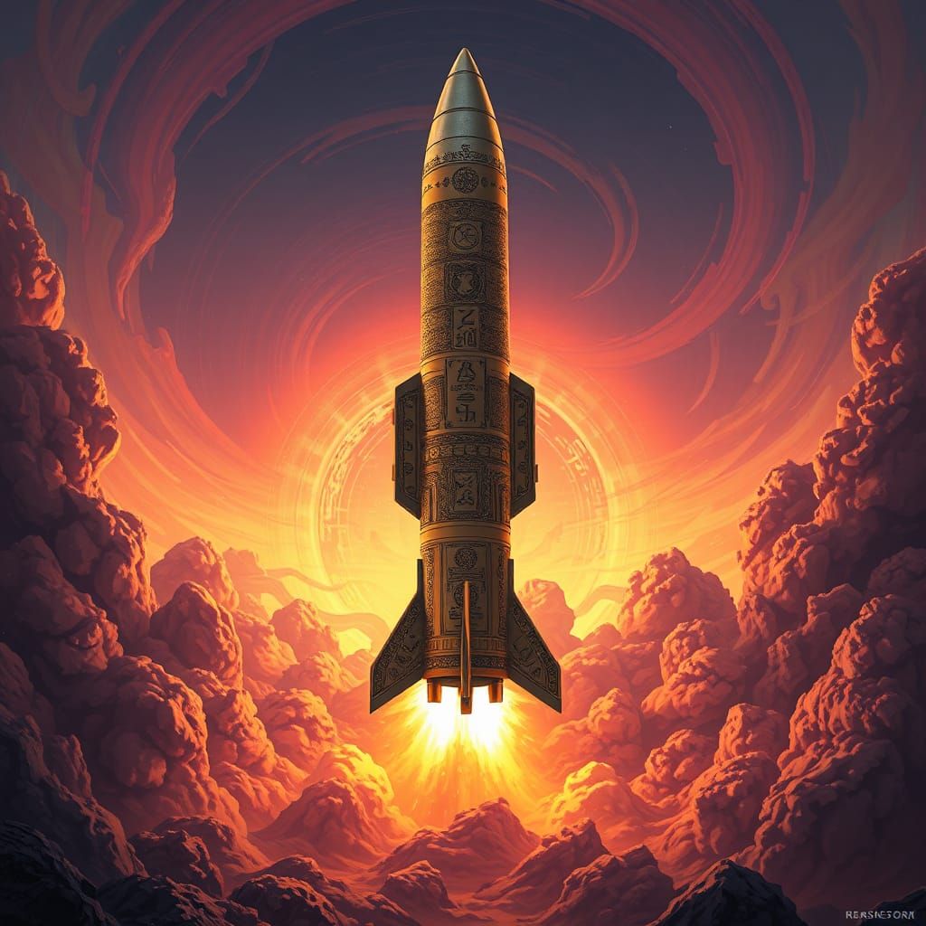 Mystical Nuclear Missile Fantasy Concept Art