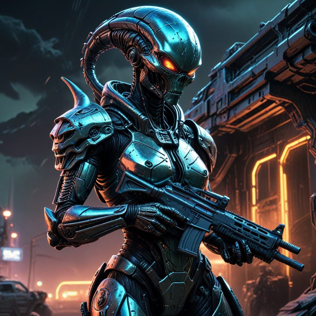 Armored Alien Matriarch in Area 51, Comic Book Art