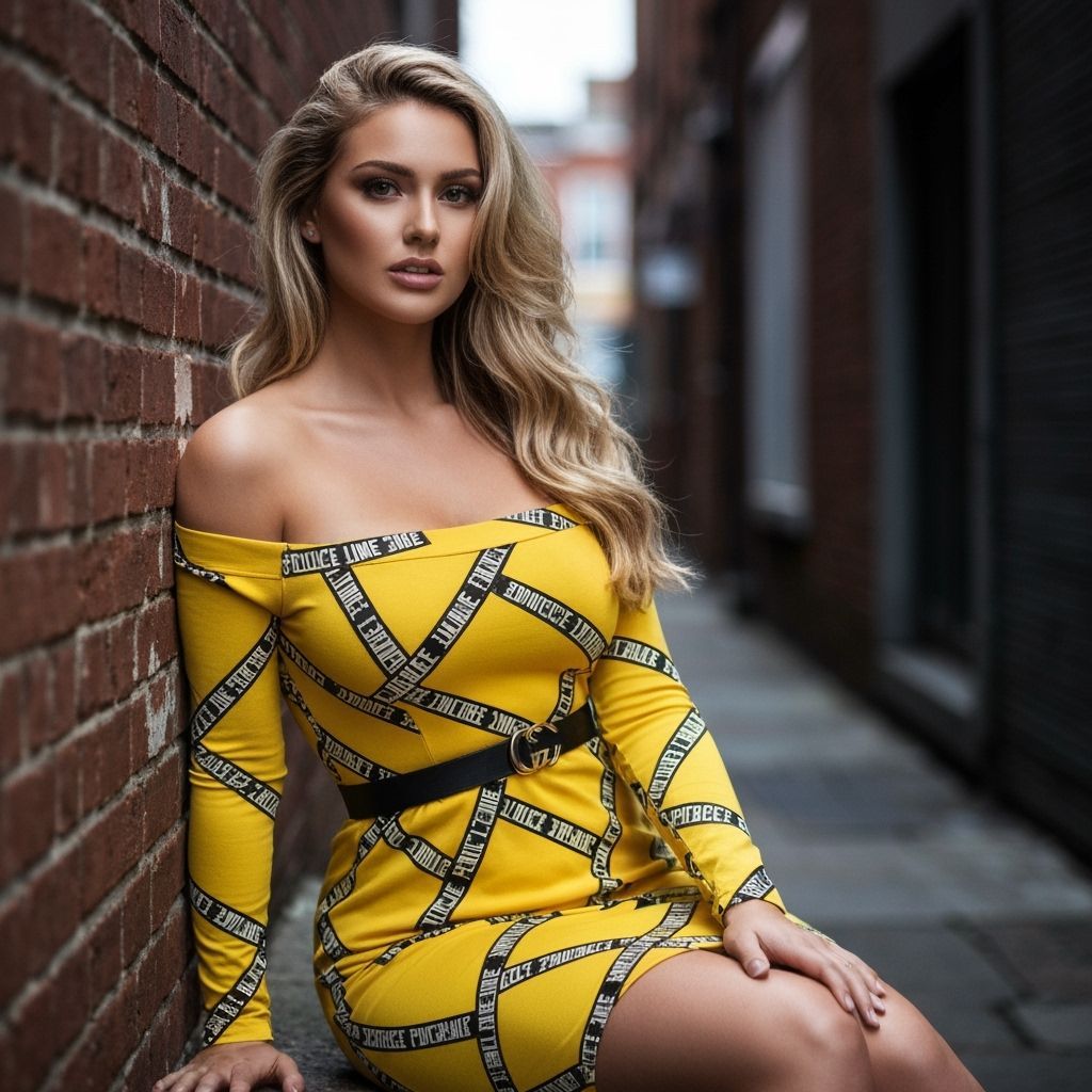 Woman in Yellow Dress in Alleyway, Glamour Portrait