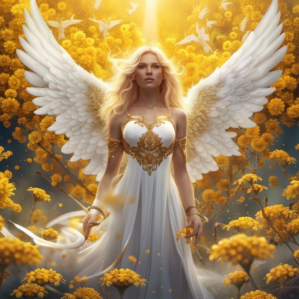Radiant Angel in Golden Light: Digital Matte Painting