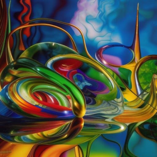 Iridescent Glass Art in Vibrant Color Blocks