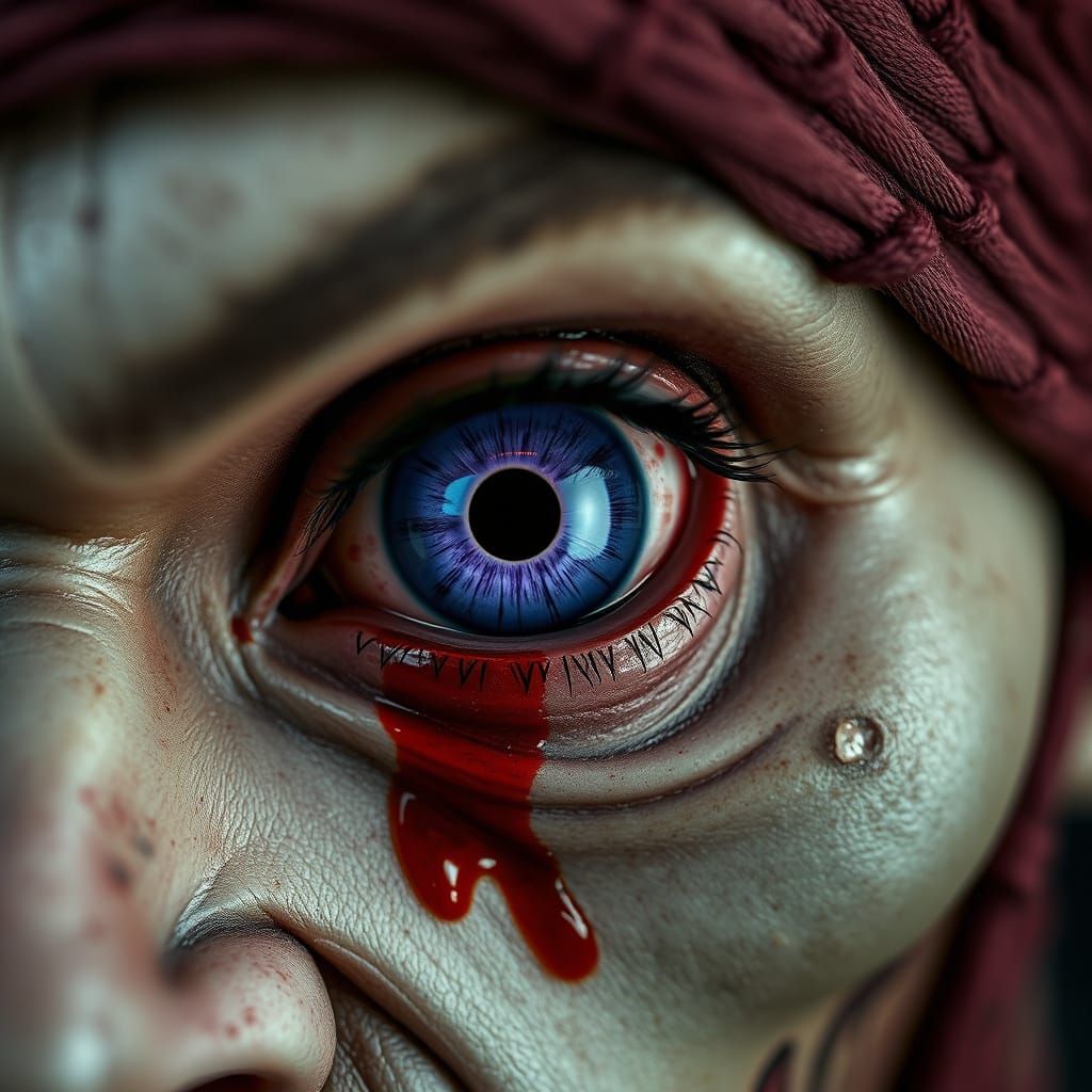 Gothic Cyclops Portrait with Bloody Bandages