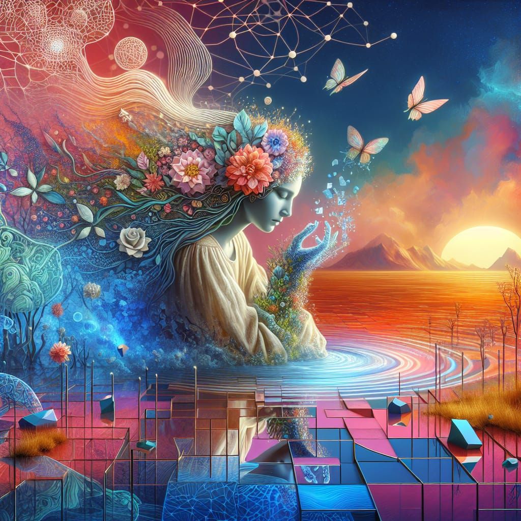 Vibrant Bio Art Portraying Mindful Growth and Resilience