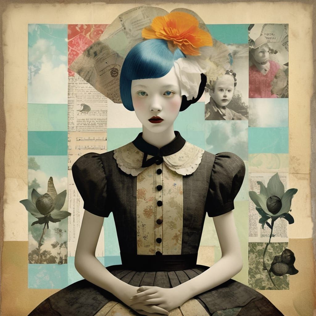 Nostalgic Textile Collage with Shadow Play