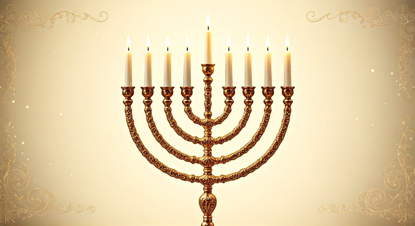 Golden Menorah in Baroque-Inspired Opulence