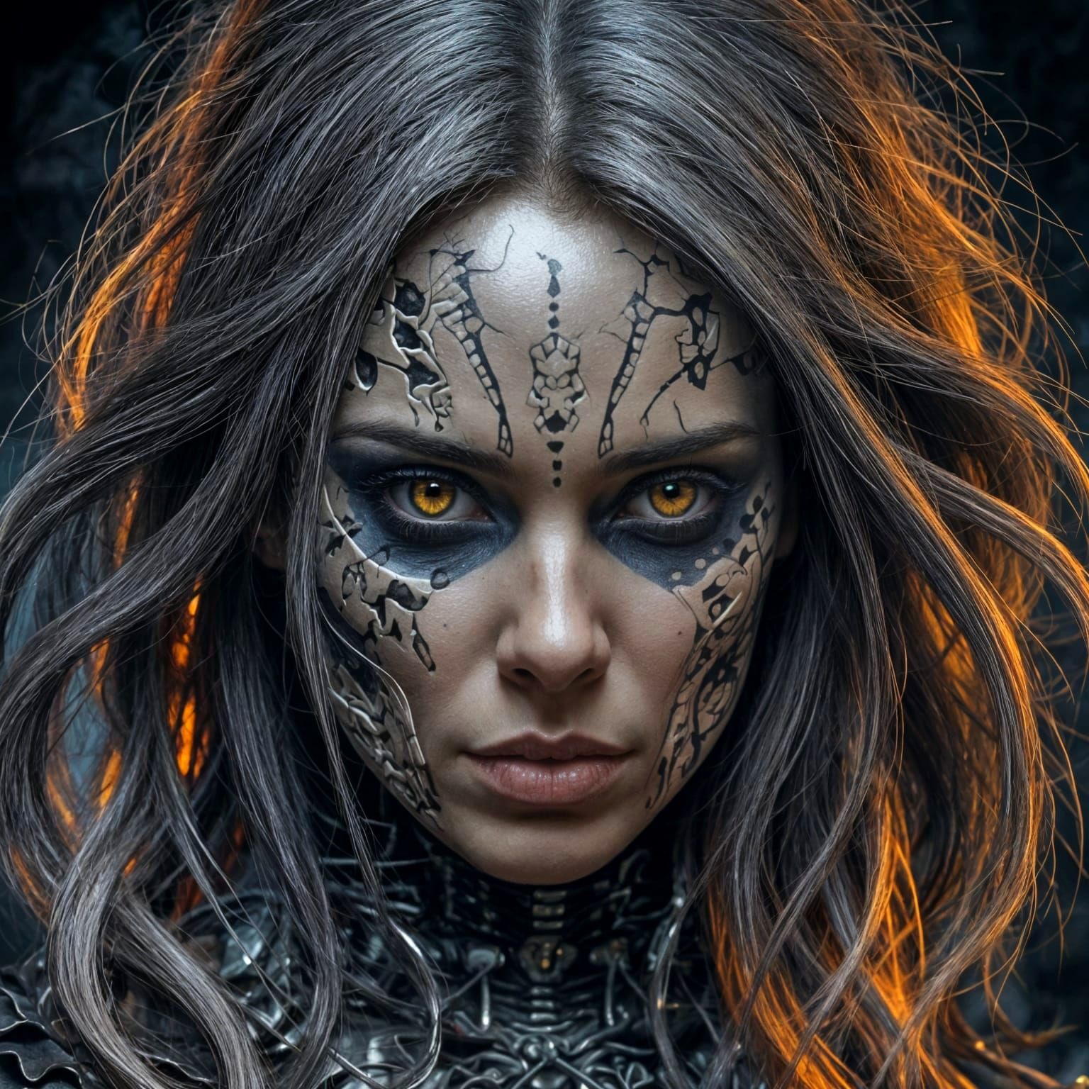 Contrasting Portrait: Woman, Skull, Beauty, Halloween