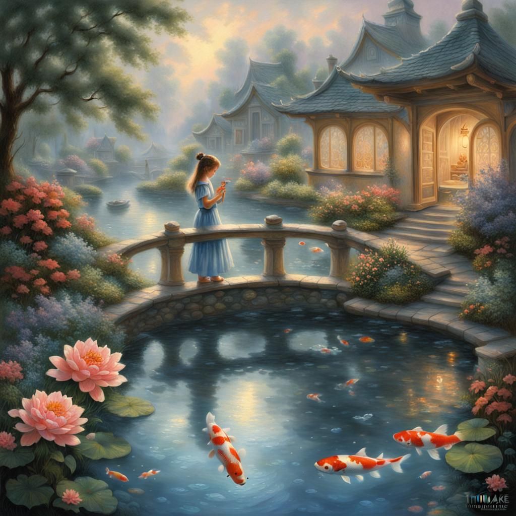Girl with Koi Pond in Hands