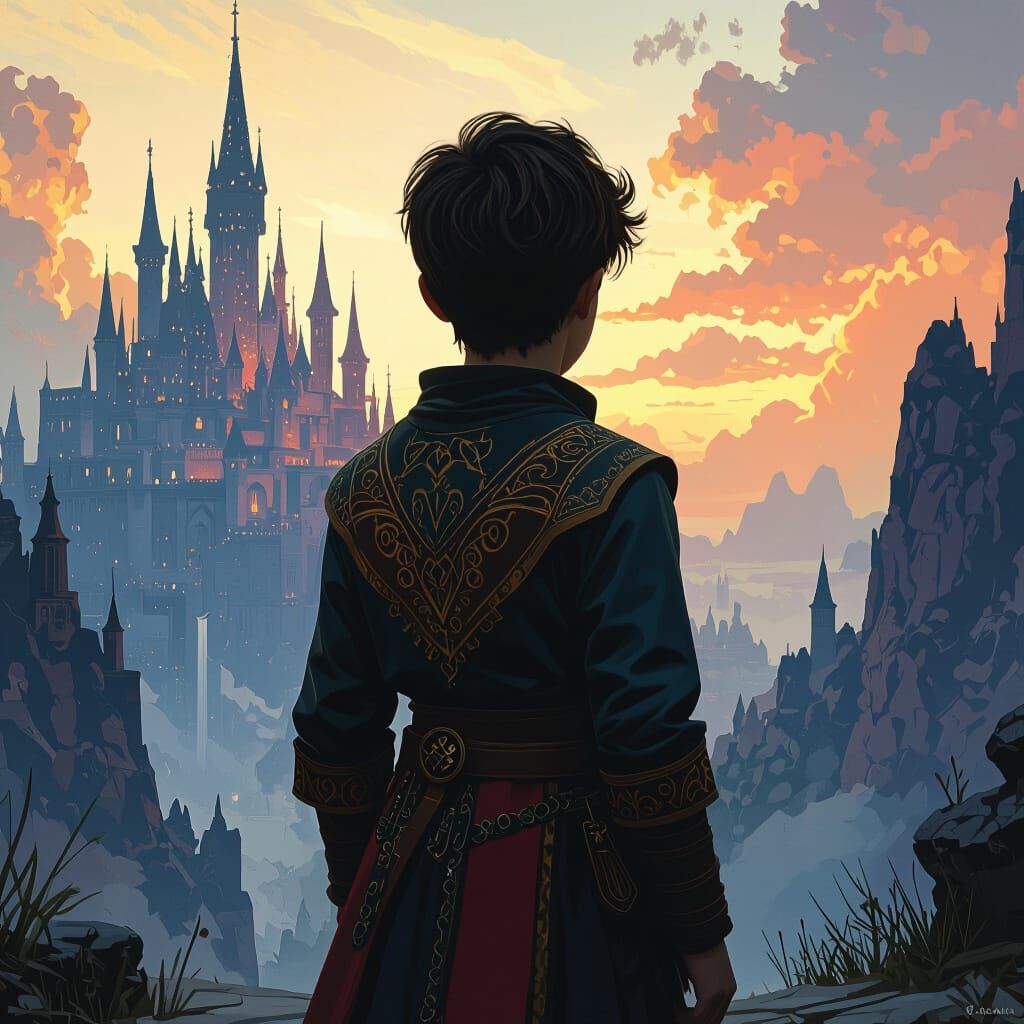 Mysterious Boy in Fantasy Realm, Digital Matte Painting