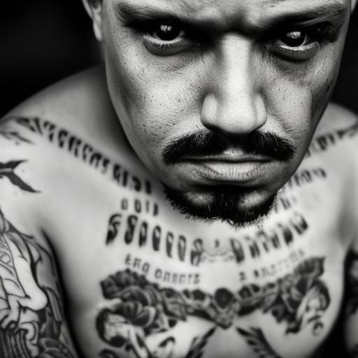 Gritty Mexican Gangster in Close-Up Portrait