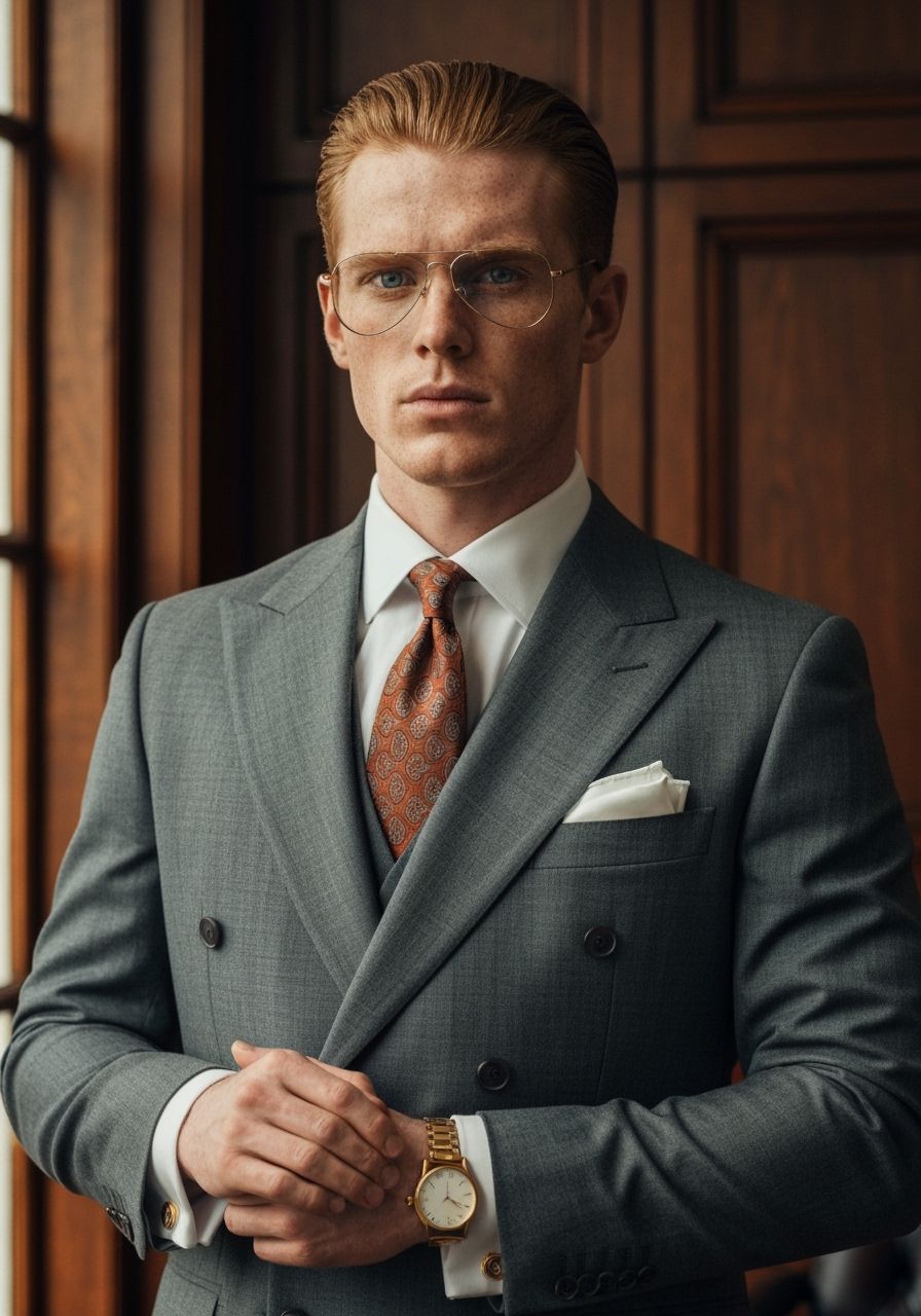 Ginger Lawyer in Wood Office: Classical Portrait