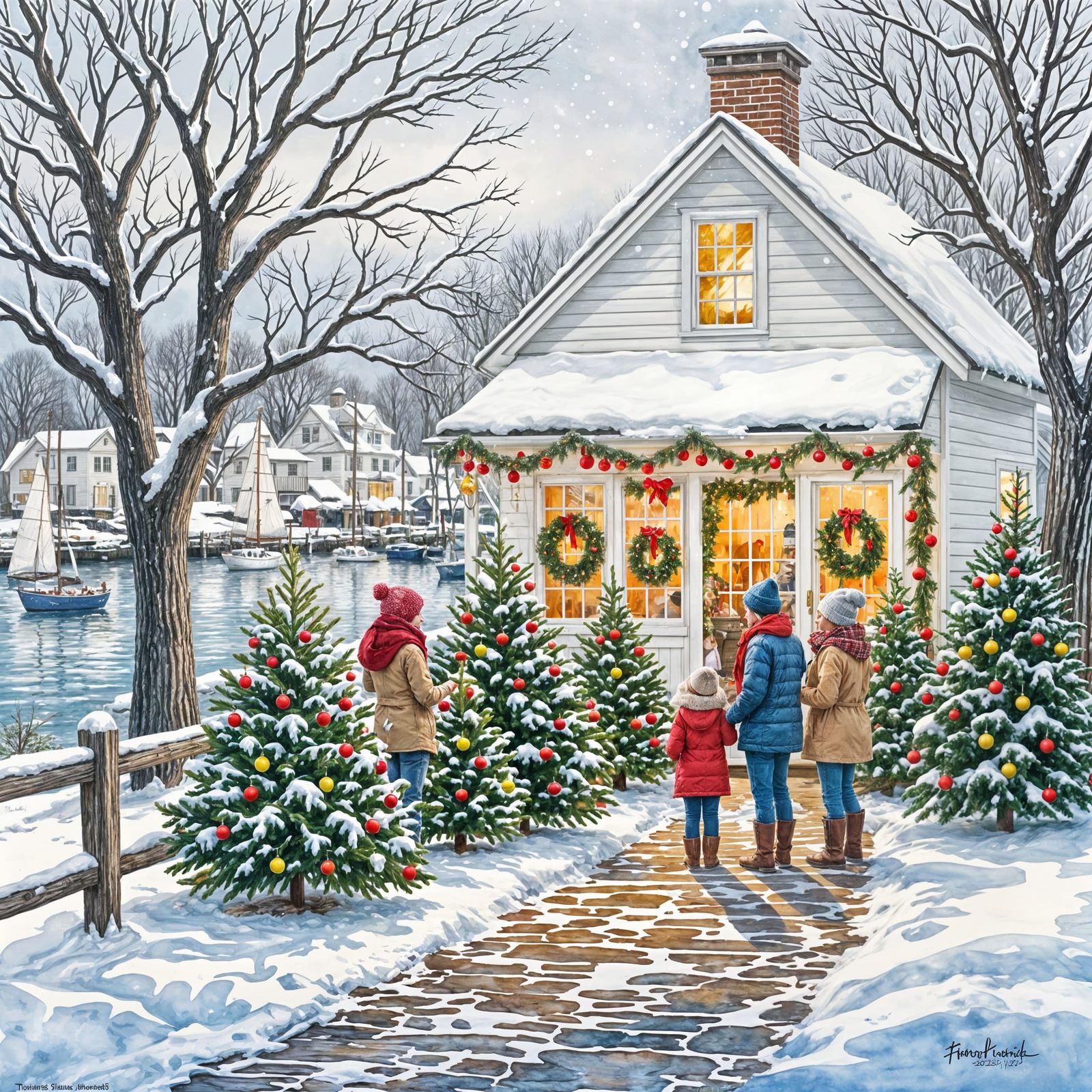 Nantucket Christmas Tree Lot by the Sea