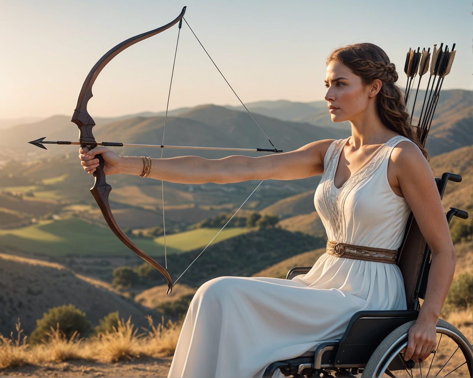 Artemis in Wheelchair: Photorealistic Animated Illustration
