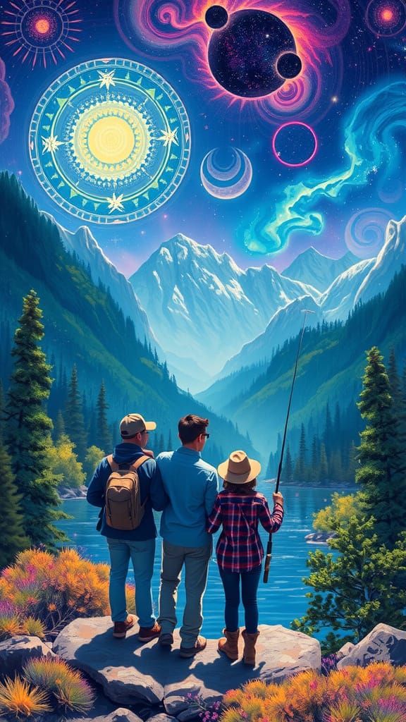 Family Fishing in New Mexico Mountains: Holographic Astral I...
