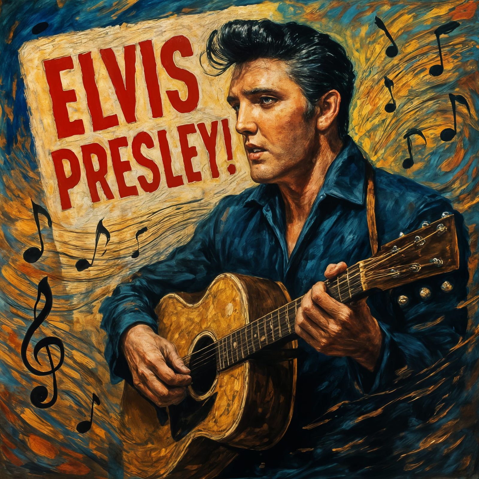 Elvis Presley in Musical Notes Splash Art