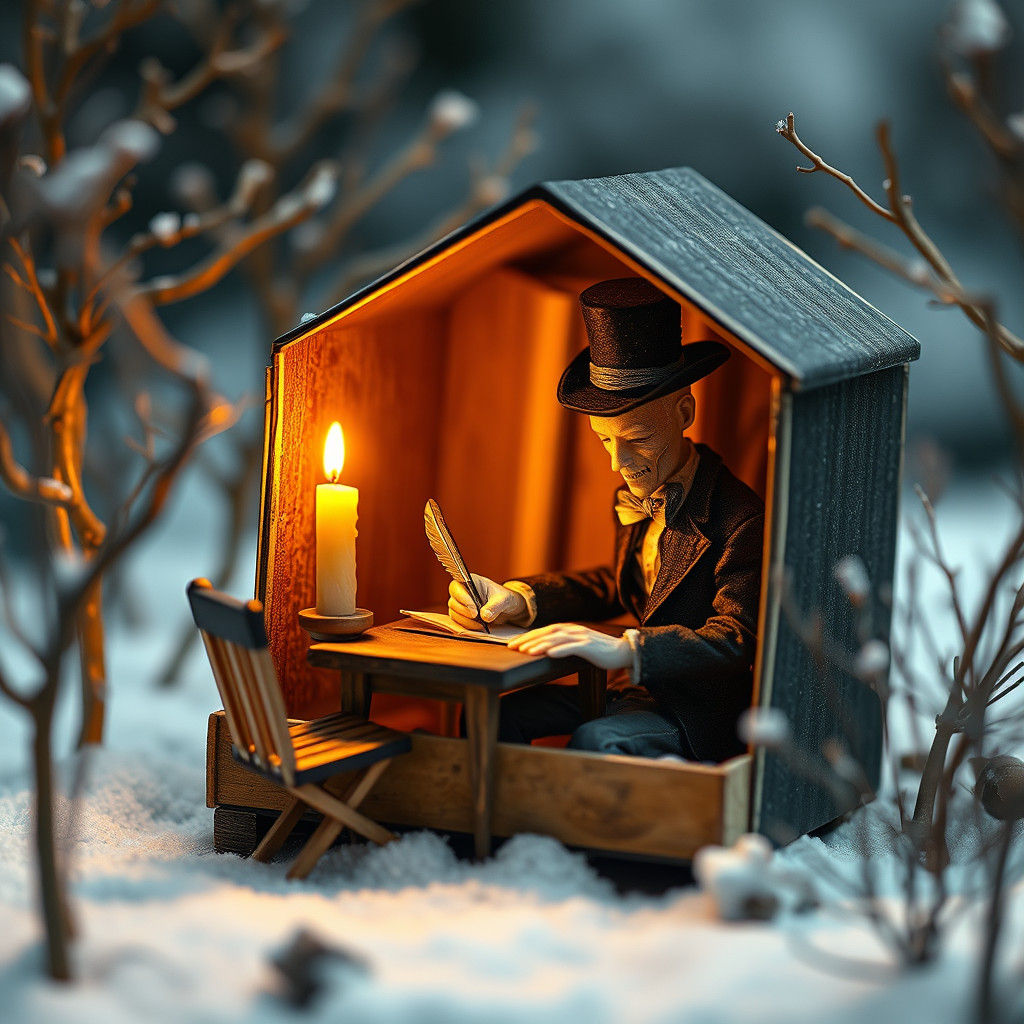 Eerie Matchbox Diorama in Biomechanical Art Style